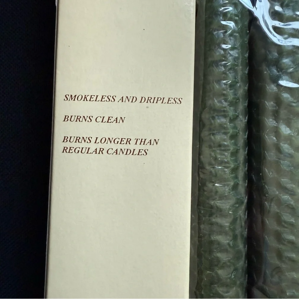 Set of 4 Hand Rolled Beeswax Candles Red and green in the Box